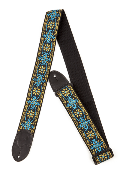 GRETSCH BLU/ORG BLK GUITAR STRAP