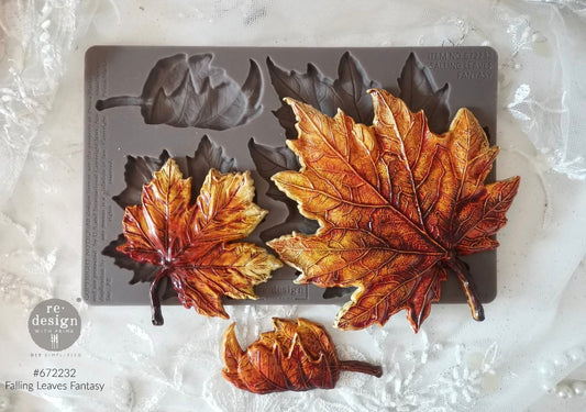 Re-Design With Prima® Decor Moulds - Falling Leaves Fantasy 5x8"