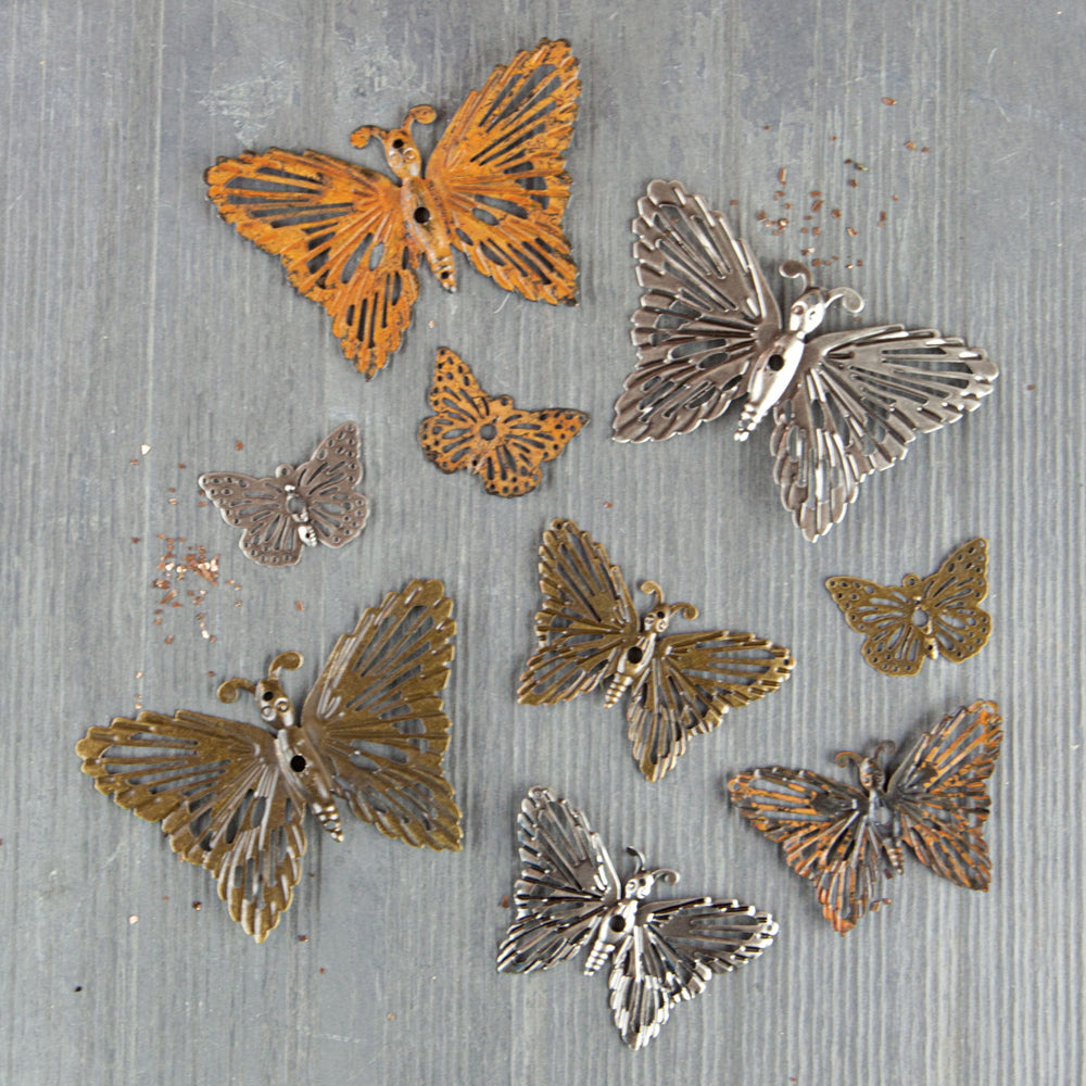 Mechanicals Grunge Butterflies 9 Pieces