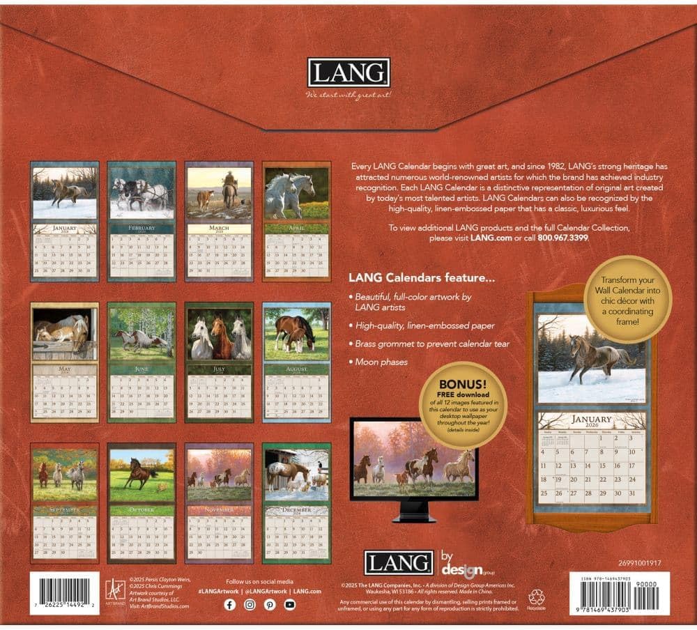 Lang 2026 Horses In The Mist Calendar