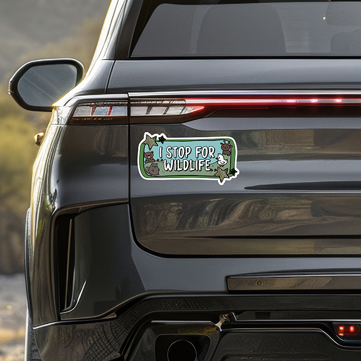 I STOP FOR WILDLIFE BUMPER STICKER