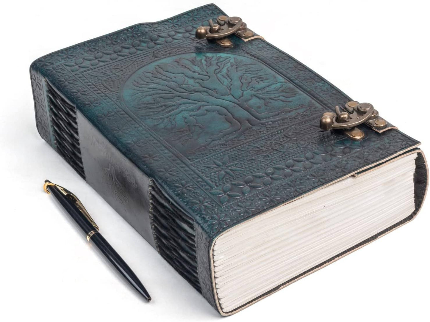 Tuzech 600 pages large tree of life journal | leather journal diary | embossed large tree of life notebook | writing leather notebook | handmade leather journal | leather grimoire | leather sketchbook 7 x 10 Thread Bound