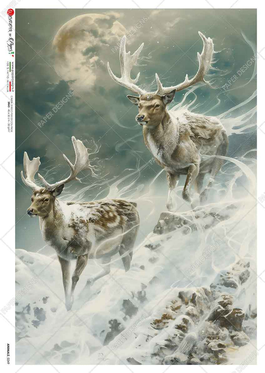 Paper Designs - Frosty Winter Spirit Deer A4 Rice Paper