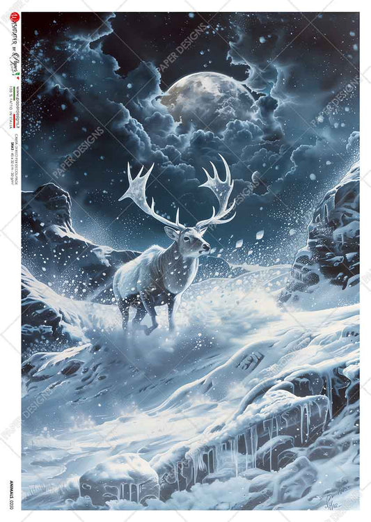 Paper Designs - Icy Evening Spirit Deer A4 Rice Paper