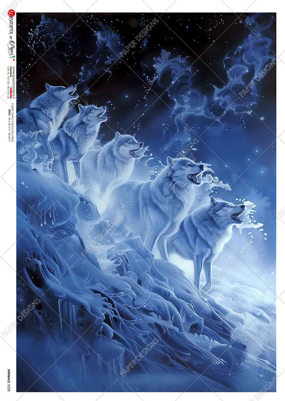 Paper Designs - Celestial Sprit Wolves A4 Rice Paper