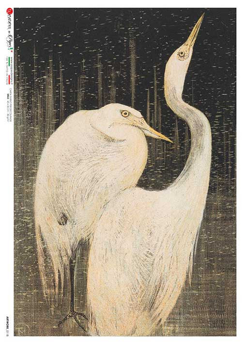 Paper Designs - Van Hoytema Two Cranes A4 Rice Paper