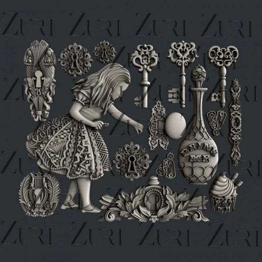 ZURI ALICE'S KEYS ALICE IN WONDERLAND COLLECTION