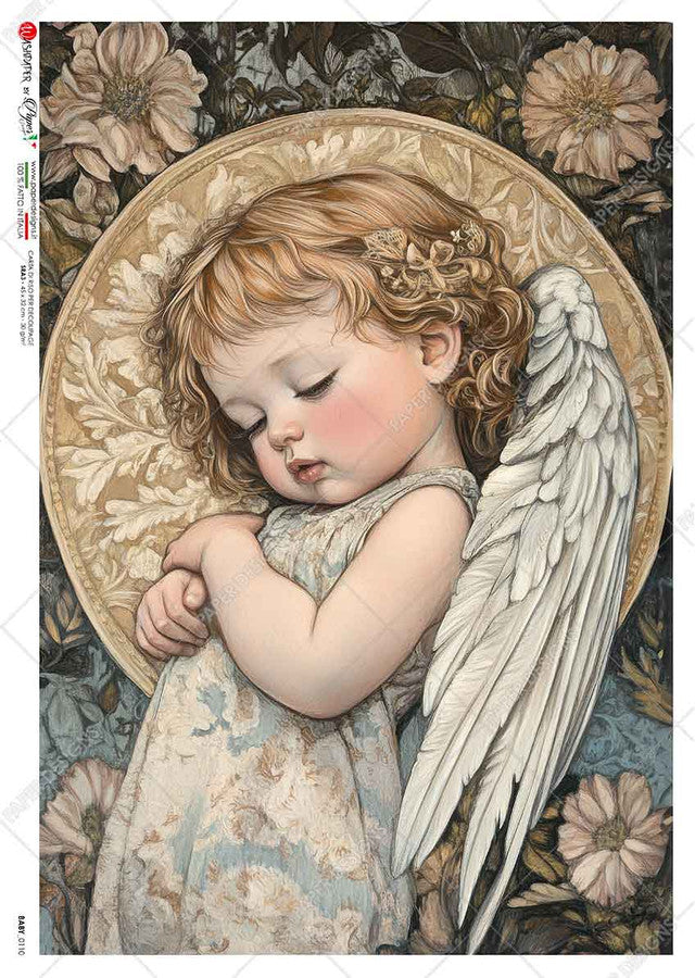 Paper Designs : Baby Floral Angel Rice Paper A3