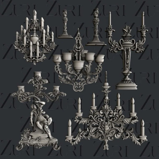 Zuri Moulds Baroque Candleabras