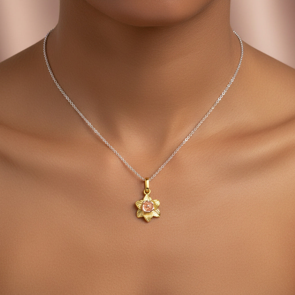 Daffodil, March Birth Flower Necklace