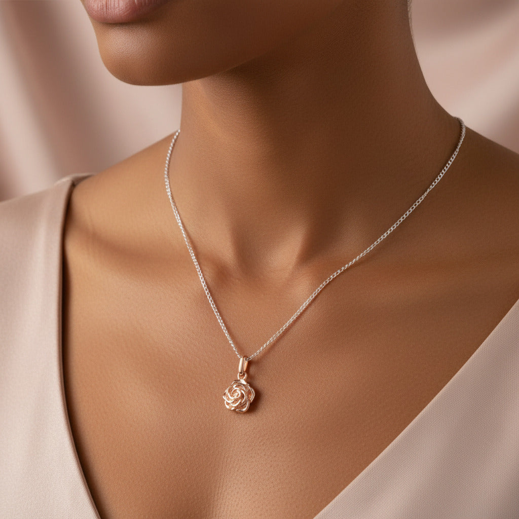 Rose, June Birth Flower Necklace