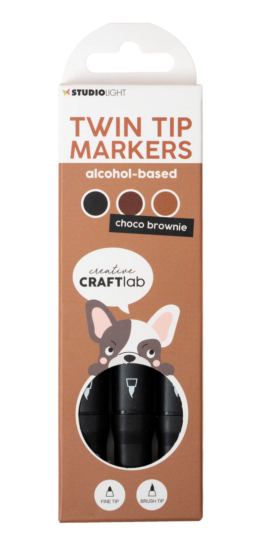 Studio Light Twin Tip Markers Choco Brownie 3 Piece