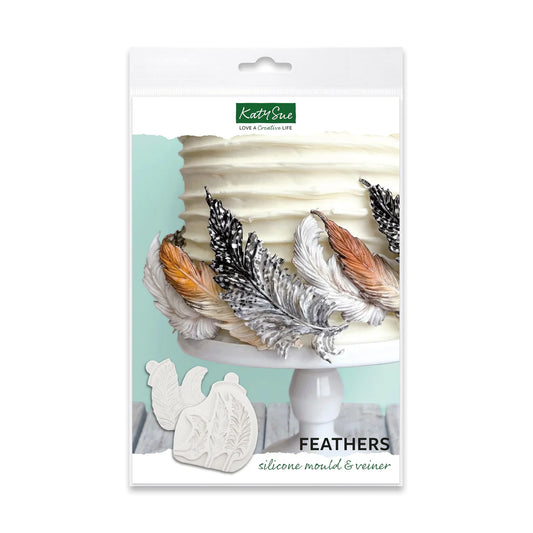 Feathers Silicone Mould & Veiner Katy Sue Designs