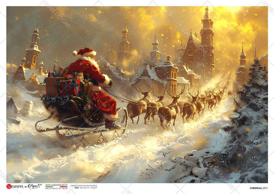 Paper Designs Christmas Sledding Through Town II Rice Paper