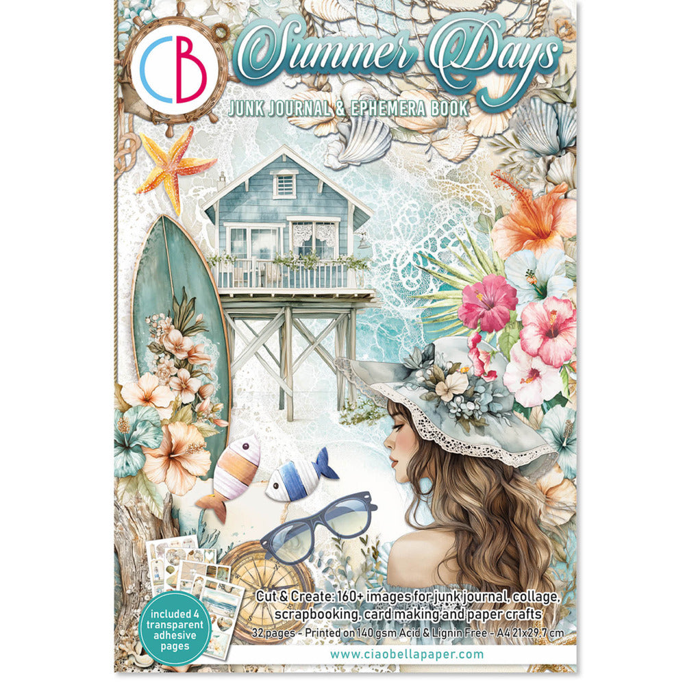 A4 Junk Journal & Ephemera Book, Summer Days (32 Pages)
