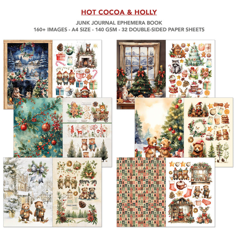 Ciao Bella : Hot Cocoa & Holly Junk Journal & Ephemera Book A4 32g