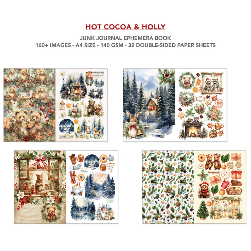 Ciao Bella : Hot Cocoa & Holly Junk Journal & Ephemera Book A4 32g