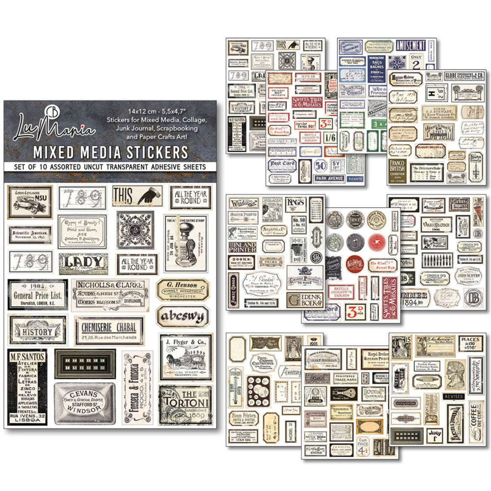 CB LuMania Mixed Media Stickers Vintage Scripts