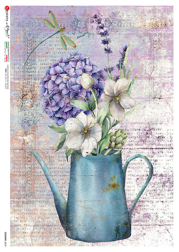 Paper Designs - Purple Flowers in a Vase A4 Rice Paper