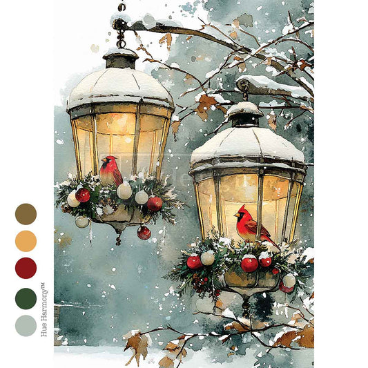 Re-Design With Prima® A4 Decoupage Fiber - Cardinal Christmas 11.69x8.27"