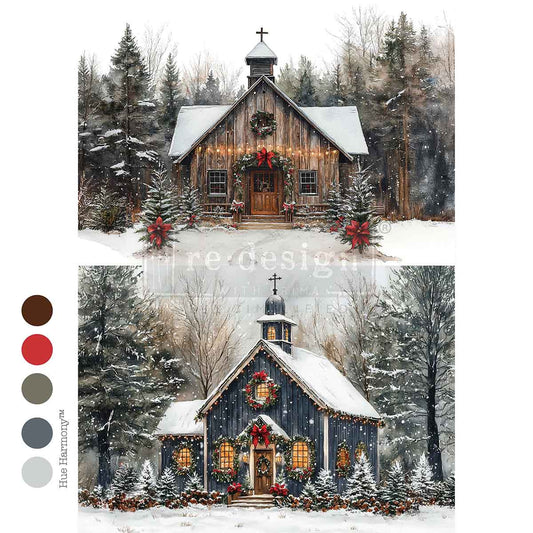 Re-Design With Prima® A4 Decoupage Fiber - Christmas In The Woods 11.69x8.27"