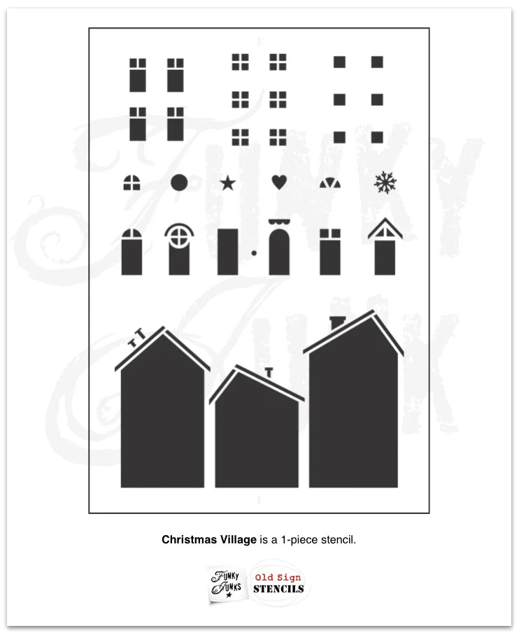 Christmas Village Stencil Funky Junk