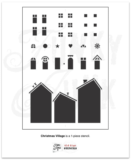 Christmas Village Stencil Funky Junk
