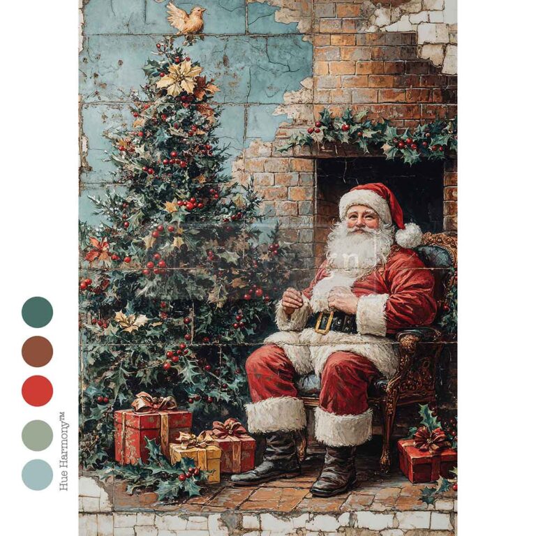 Re-Design With Prima® A4 Decoupage Fiber - Cozy Claus Corner 11.69x8.27"