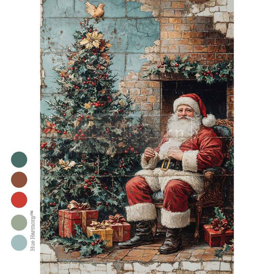 Re-Design With Prima® A4 Decoupage Fiber - Cozy Claus Corner 11.69x8.27"