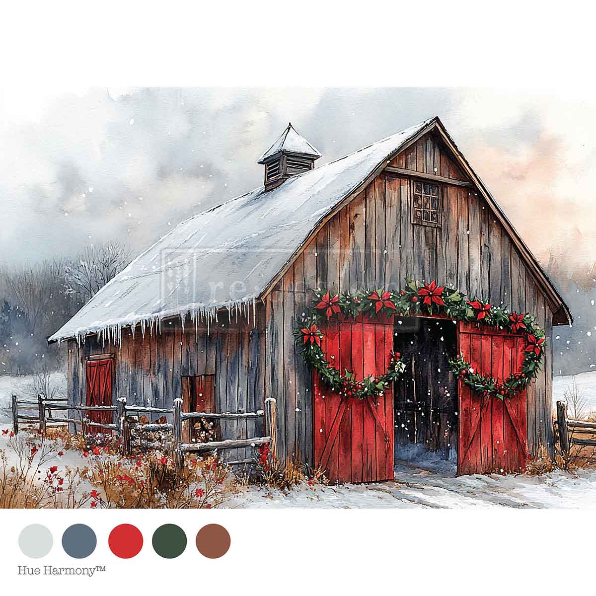Re-Design With Prima® A4 Decoupage Fiber - Cranberry Cabin 11.69x8.27"