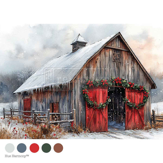 Re-Design With Prima® A4 Decoupage Fiber - Cranberry Cabin 11.69x8.27"