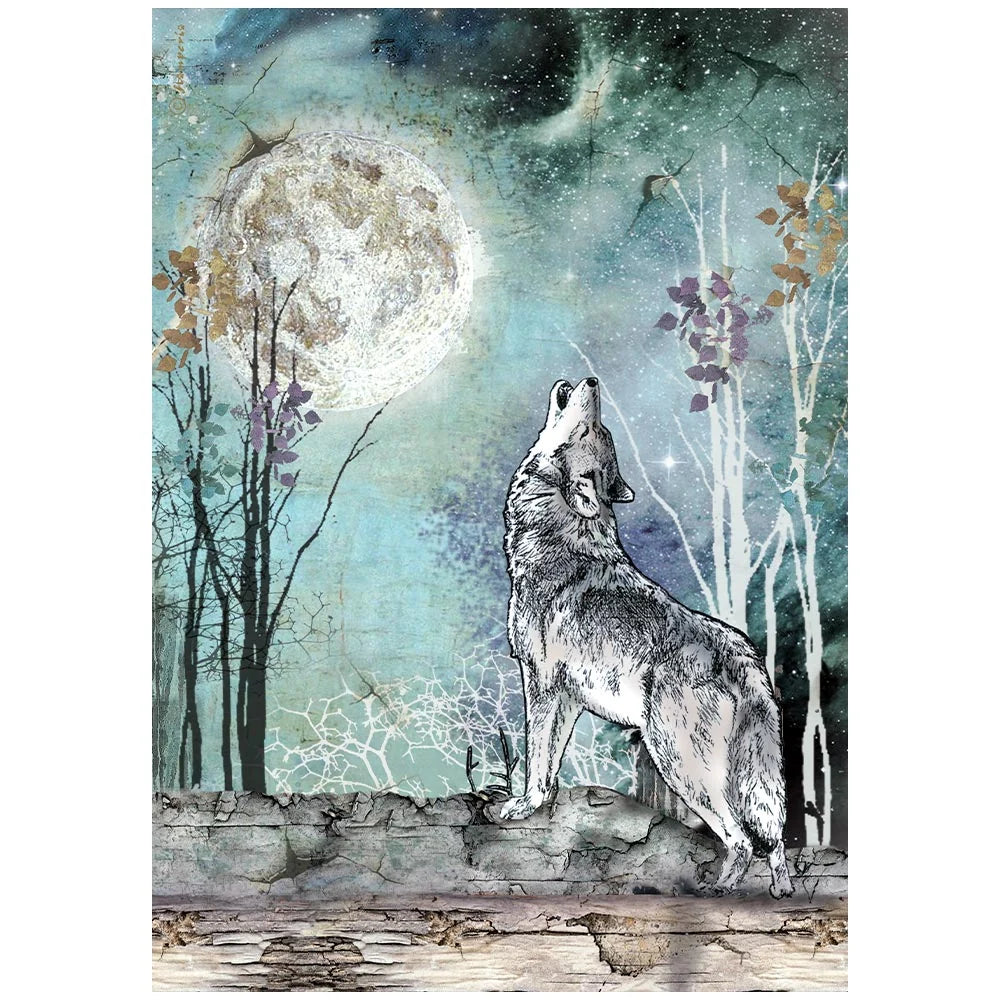 Stamperia Decoupage A4 Cosmos, Wolf and Moon