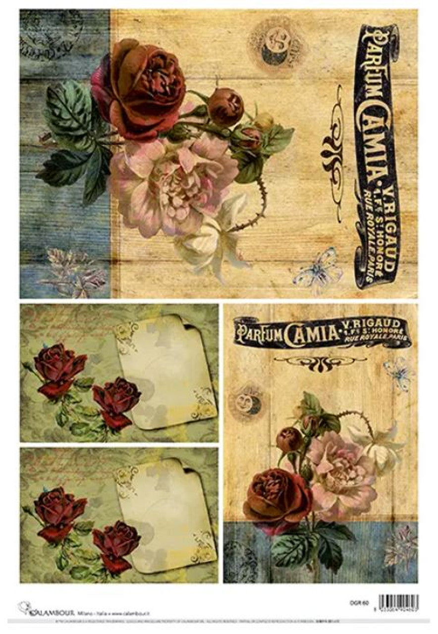 Calambour Vintage Roses A3 Rice Paper