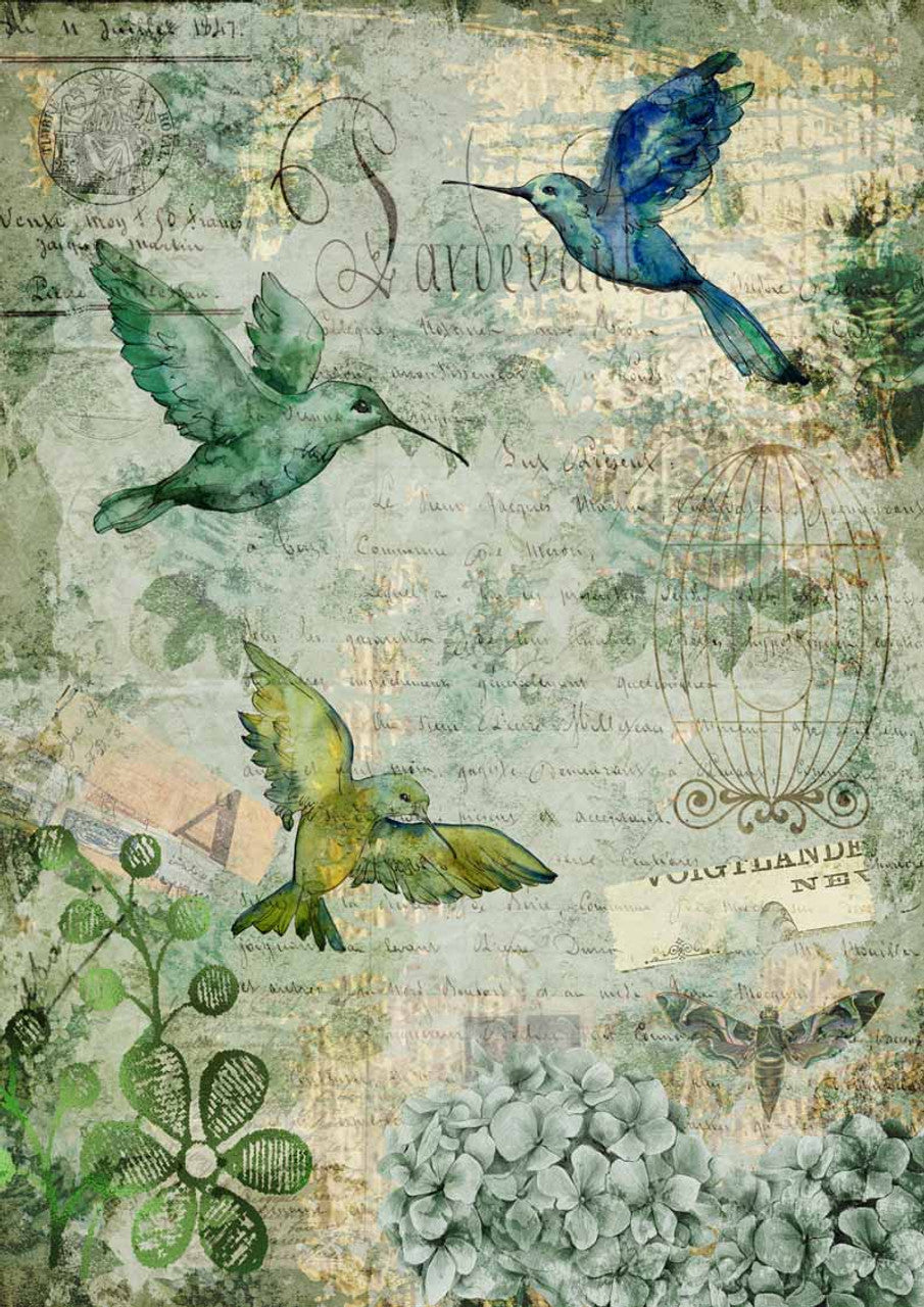 Decoupage Queen - Afternoon Hummingbirds A3 & A4 Rice Paper