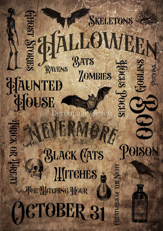 Bewitching Words A4 Rice Paper 5 Sheets