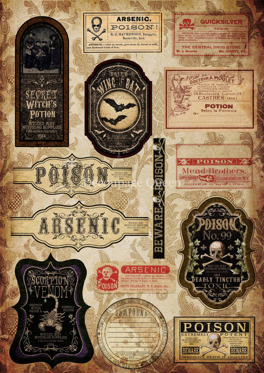 Decoupage Queen - Beware of Poison 5 sheets