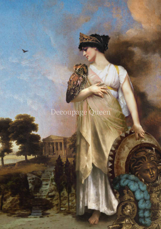 Decoupage Queen Athene Goddess of Wisdom and Justice A4 Rice