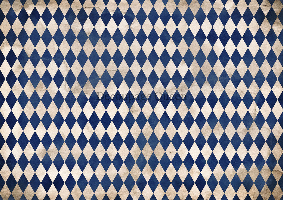 Decoupage Queen Navy Blue Harlequin Rice Paper A4