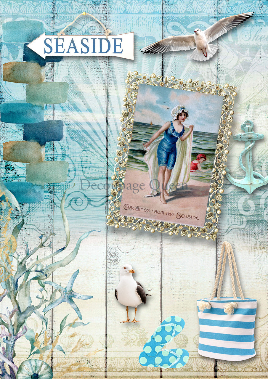 Decoupage Queen Greetings from the Seaside A4