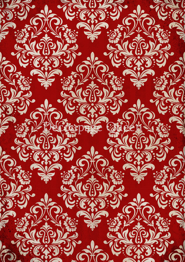 Decoupage Queen Christmas Damask A4