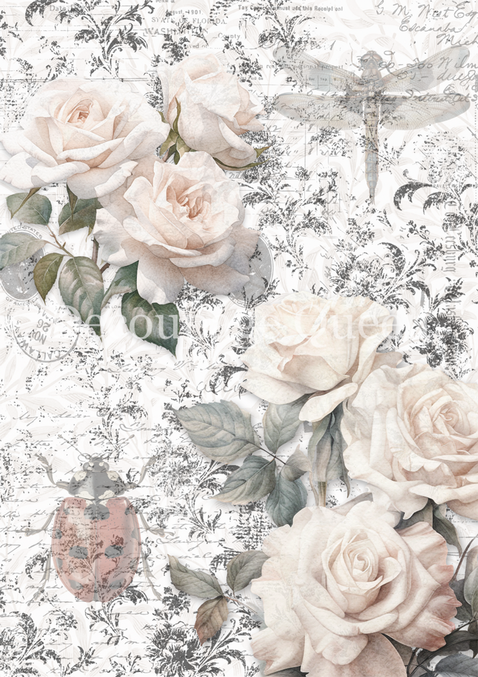 Decoupage Queen Dainty and the Queen Sketches Background A4
