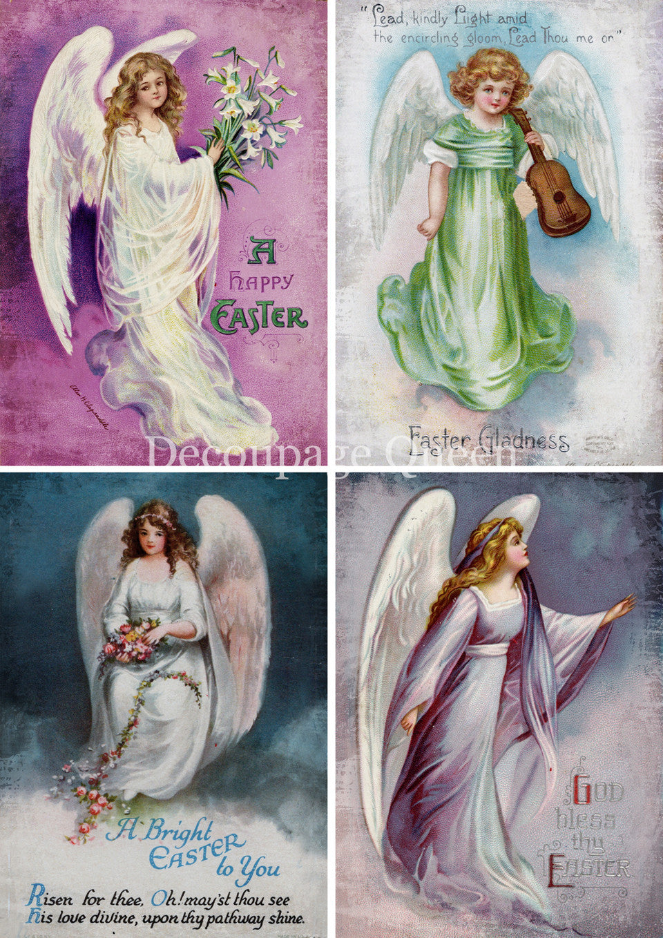 Decoupage Queen - Blessed Angels Four Pack A4 8.5x11.7" Rice Paper