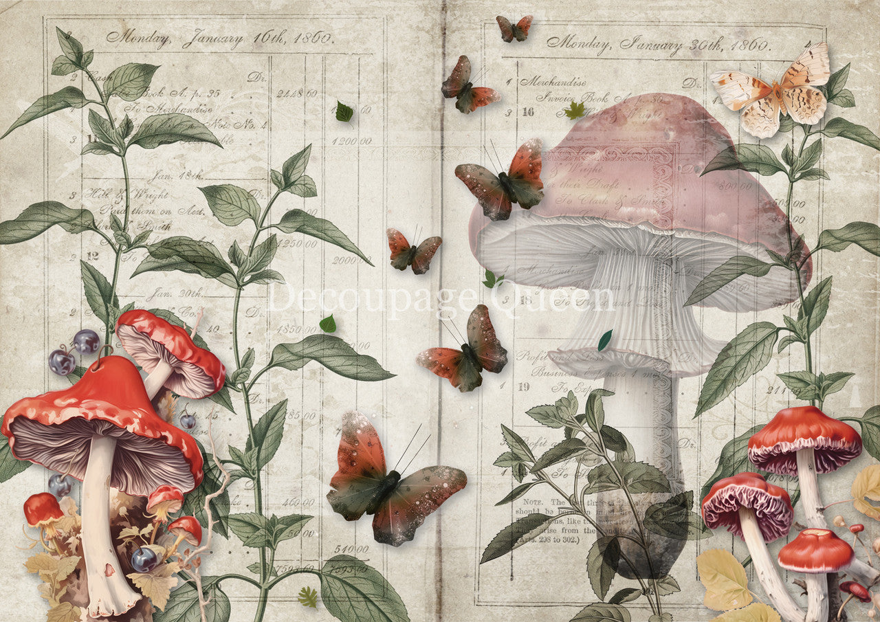 Decoupage Queen - Mushroom Fantasy Rice Paper - A4 & A3