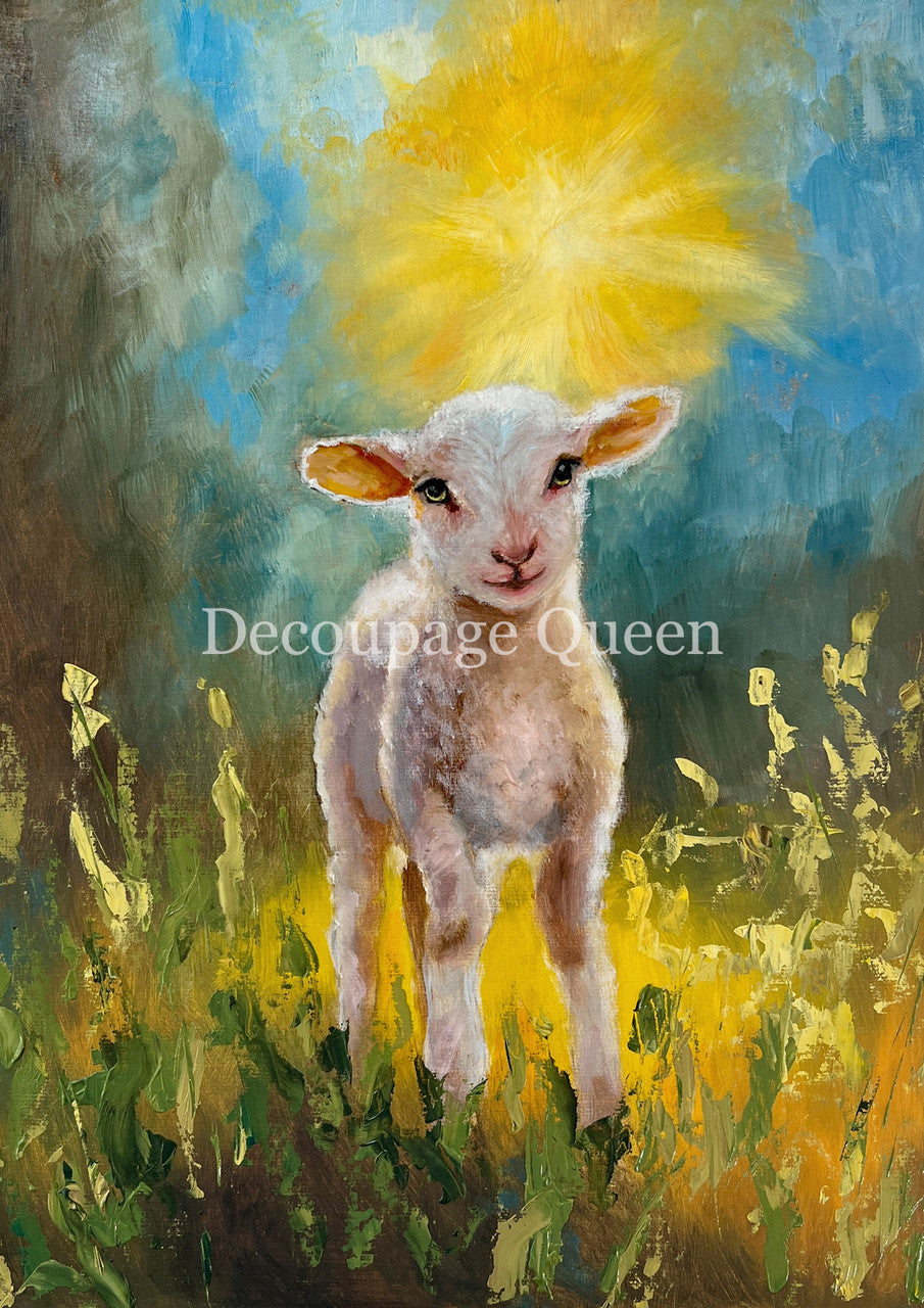 Decoupage Queen - Lamb in the Light A4 8.5x11.7" Rice Paper