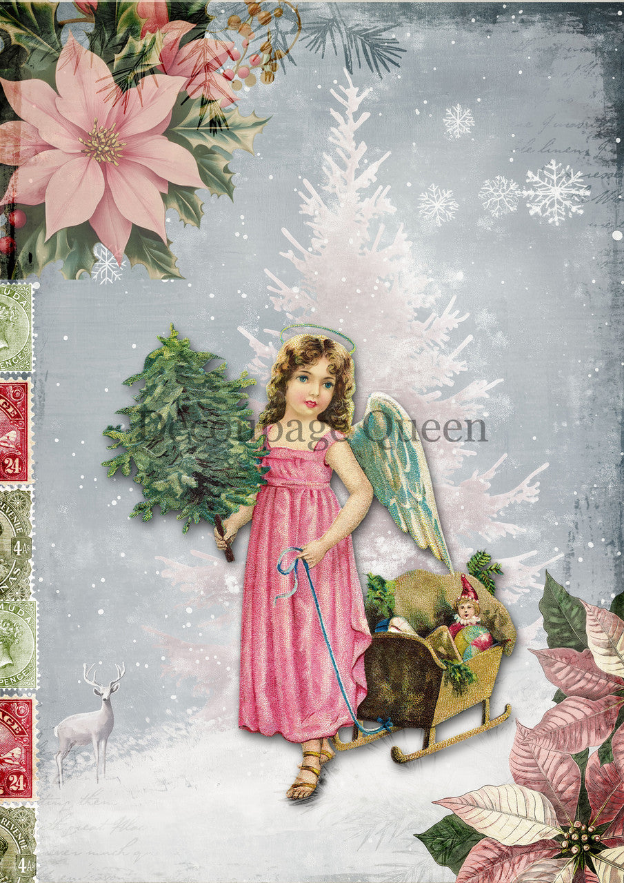 Decoupage Queen - Summer 2025 Pink Christmas in July - Pink Angel A4 & A3