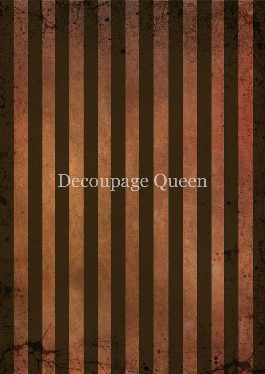 Decoupage Queen - Orange and Brown Stripes Rice Paper A4, A3