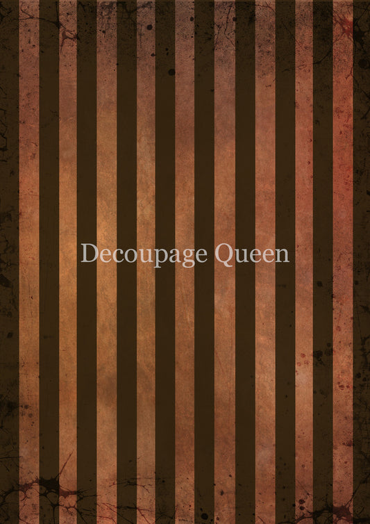 Decoupage Queen - Orange and Brown Stripes Rice Paper A4, A3