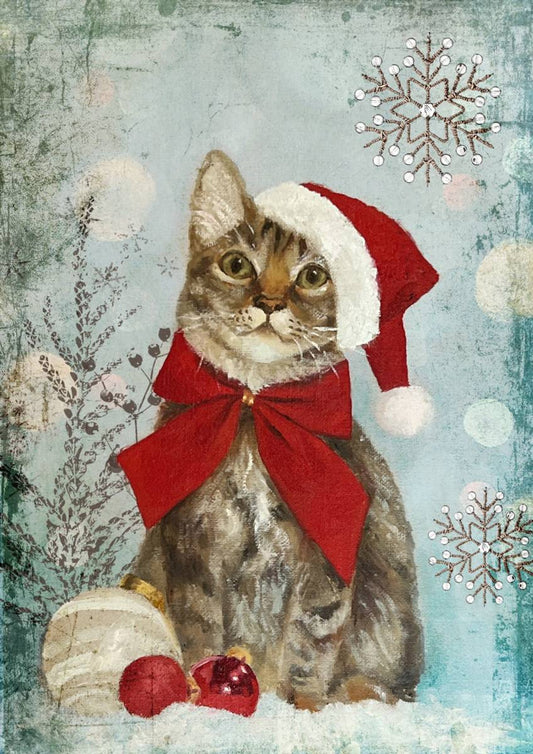Decoupage Queen - Teresa Rene Art - Christmas Cat A4&A3