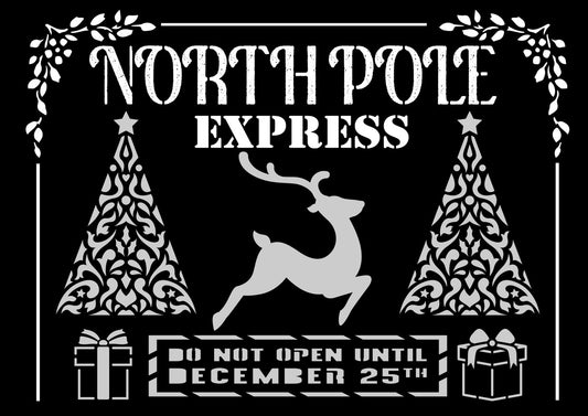 Decoupage Queen Stencil North Pole Express