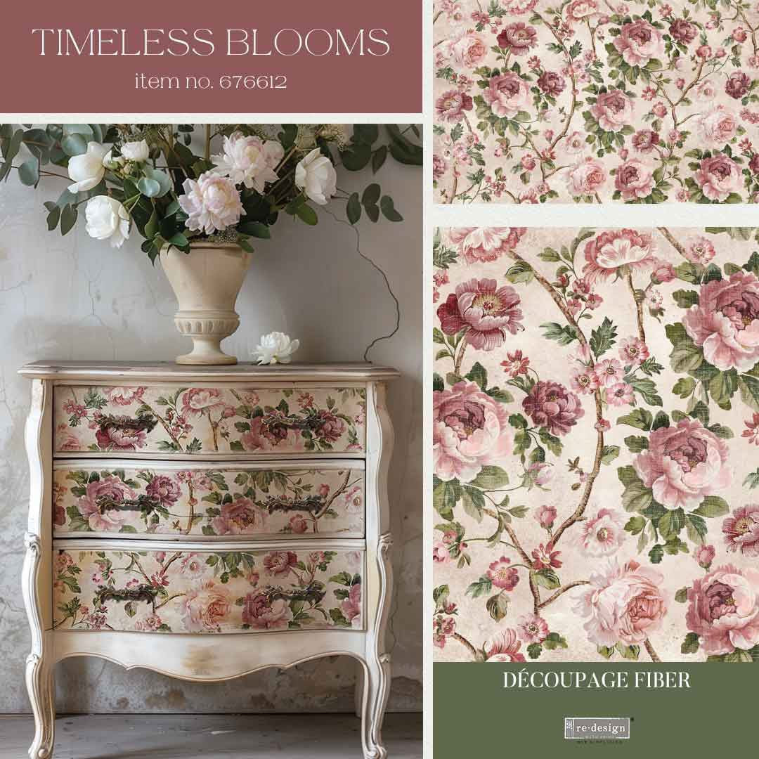 Re-Design With Prima® Decoupage Decor Tissue Paper - Timeless Blooms 19.5x30"
